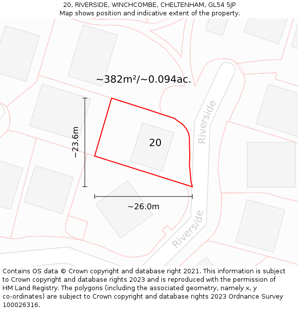 20, RIVERSIDE, WINCHCOMBE, CHELTENHAM, GL54 5JP: Plot and title map