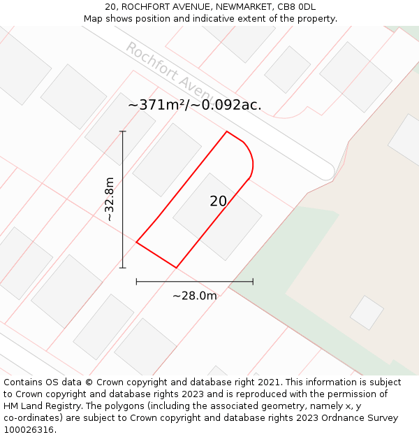 20, ROCHFORT AVENUE, NEWMARKET, CB8 0DL: Plot and title map