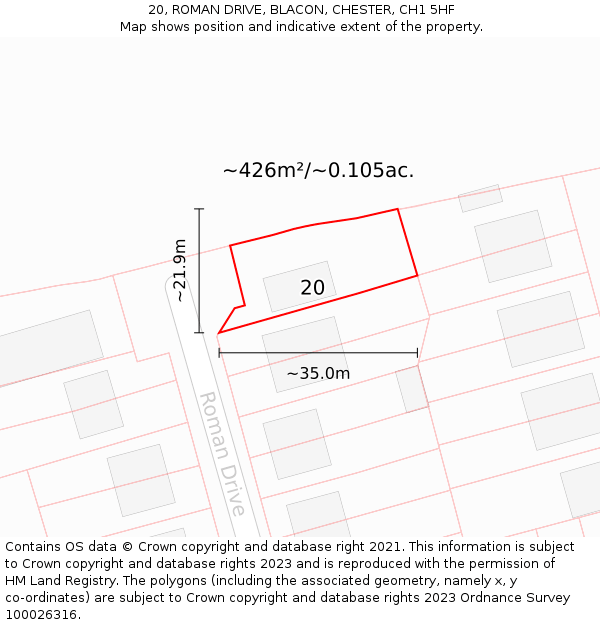 20, ROMAN DRIVE, BLACON, CHESTER, CH1 5HF: Plot and title map