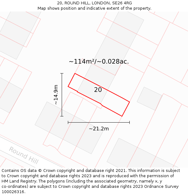 20, ROUND HILL, LONDON, SE26 4RG: Plot and title map