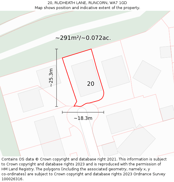 20, RUDHEATH LANE, RUNCORN, WA7 1GD: Plot and title map