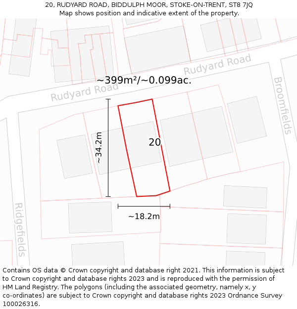 20, RUDYARD ROAD, BIDDULPH MOOR, STOKE-ON-TRENT, ST8 7JQ: Plot and title map