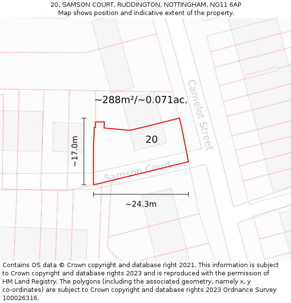 20, SAMSON COURT, RUDDINGTON, NOTTINGHAM, NG11 6AP: Plot and title map