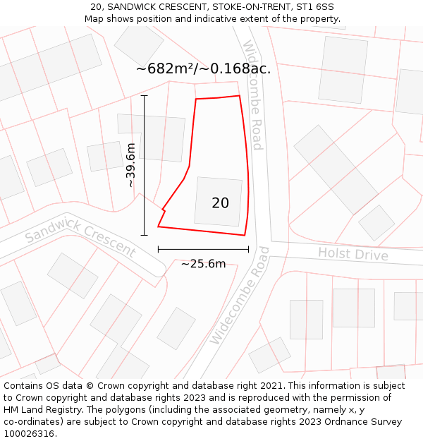 20, SANDWICK CRESCENT, STOKE-ON-TRENT, ST1 6SS: Plot and title map