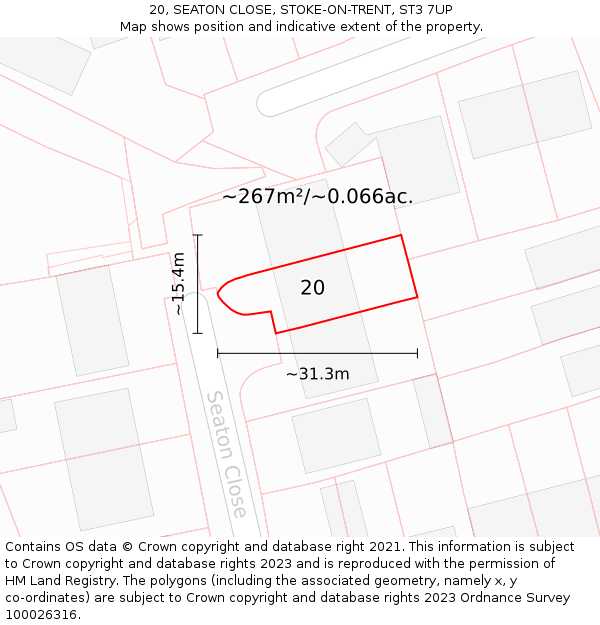 20, SEATON CLOSE, STOKE-ON-TRENT, ST3 7UP: Plot and title map