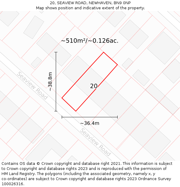 20, SEAVIEW ROAD, NEWHAVEN, BN9 0NP: Plot and title map