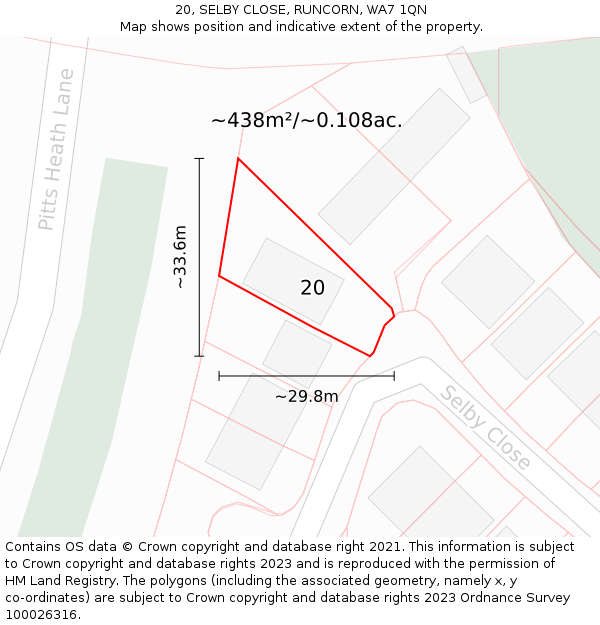 20, SELBY CLOSE, RUNCORN, WA7 1QN: Plot and title map