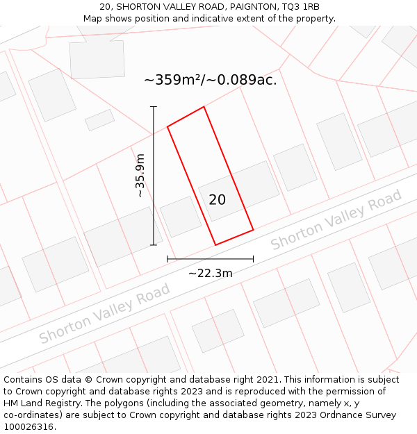 20, SHORTON VALLEY ROAD, PAIGNTON, TQ3 1RB: Plot and title map