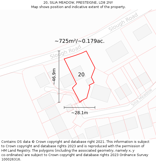 20, SILIA MEADOW, PRESTEIGNE, LD8 2NY: Plot and title map