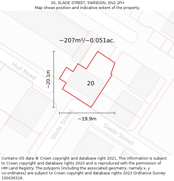 20, SLADE STREET, SWINDON, SN2 2FH: Plot and title map