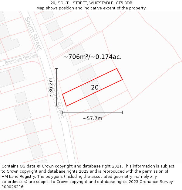 20, SOUTH STREET, WHITSTABLE, CT5 3DR: Plot and title map