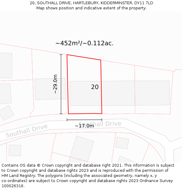 20, SOUTHALL DRIVE, HARTLEBURY, KIDDERMINSTER, DY11 7LD: Plot and title map