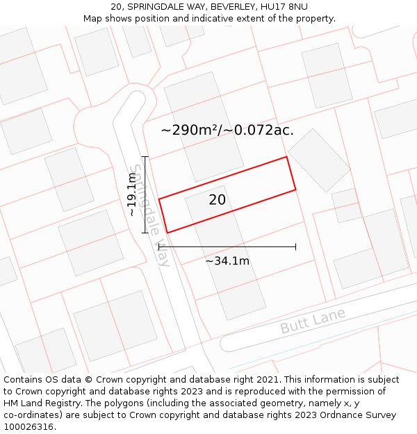 20, SPRINGDALE WAY, BEVERLEY, HU17 8NU: Plot and title map