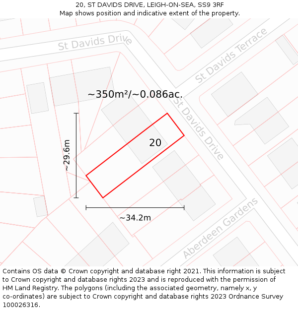 20, ST DAVIDS DRIVE, LEIGH-ON-SEA, SS9 3RF: Plot and title map