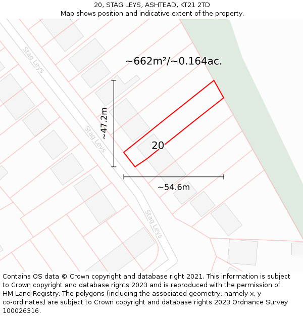 20, STAG LEYS, ASHTEAD, KT21 2TD: Plot and title map