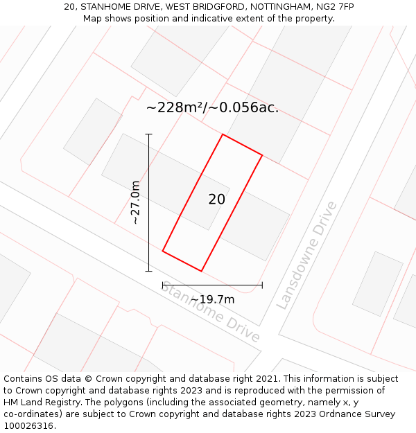 20, STANHOME DRIVE, WEST BRIDGFORD, NOTTINGHAM, NG2 7FP: Plot and title map