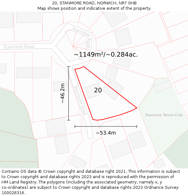 20, STANMORE ROAD, NORWICH, NR7 0HB: Plot and title map