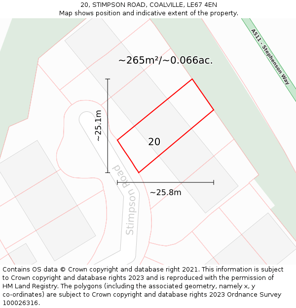 20, STIMPSON ROAD, COALVILLE, LE67 4EN: Plot and title map