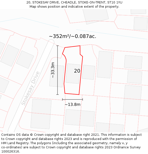 20, STOKESAY DRIVE, CHEADLE, STOKE-ON-TRENT, ST10 1YU: Plot and title map