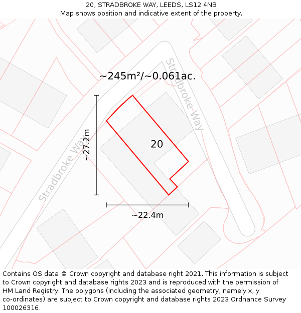 20, STRADBROKE WAY, LEEDS, LS12 4NB: Plot and title map