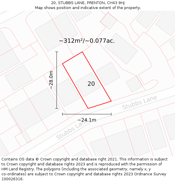 20, STUBBS LANE, PRENTON, CH43 9HJ: Plot and title map