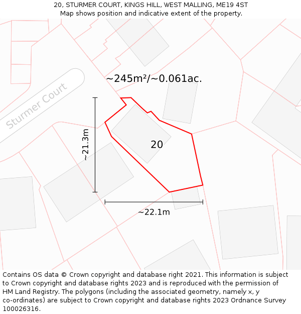 20, STURMER COURT, KINGS HILL, WEST MALLING, ME19 4ST: Plot and title map