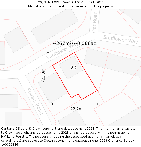 20, SUNFLOWER WAY, ANDOVER, SP11 6GD: Plot and title map