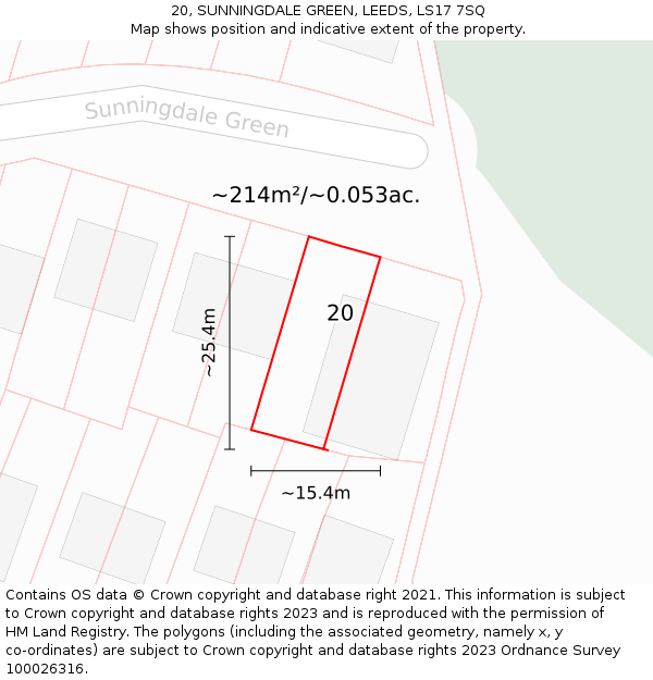 20, SUNNINGDALE GREEN, LEEDS, LS17 7SQ: Plot and title map