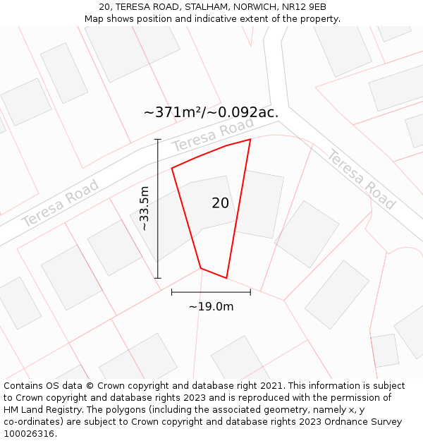 20, TERESA ROAD, STALHAM, NORWICH, NR12 9EB: Plot and title map