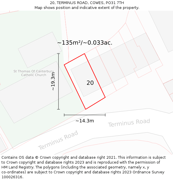 20, TERMINUS ROAD, COWES, PO31 7TH: Plot and title map