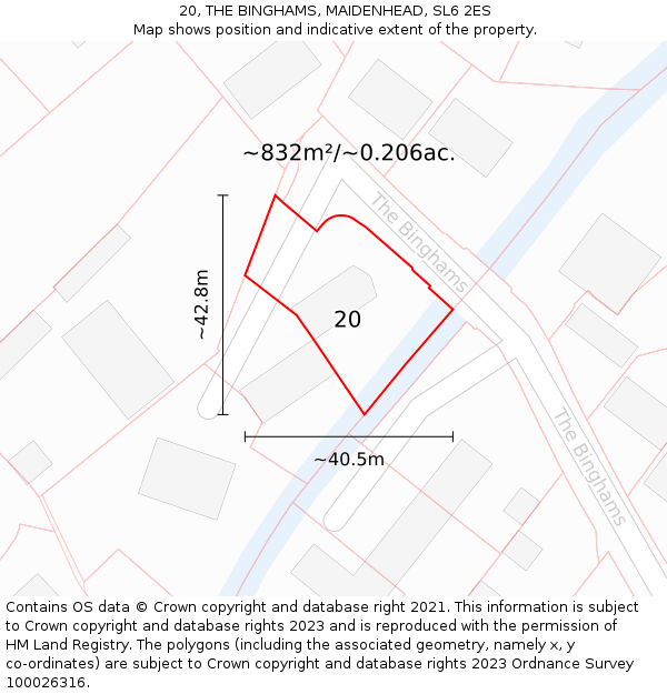 20, THE BINGHAMS, MAIDENHEAD, SL6 2ES: Plot and title map