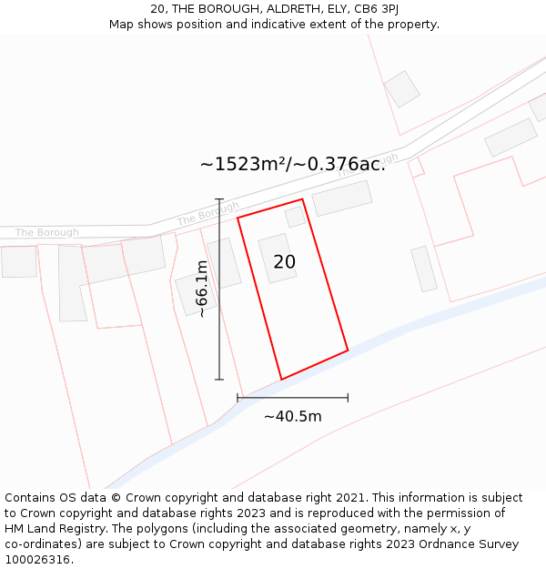 20, THE BOROUGH, ALDRETH, ELY, CB6 3PJ: Plot and title map