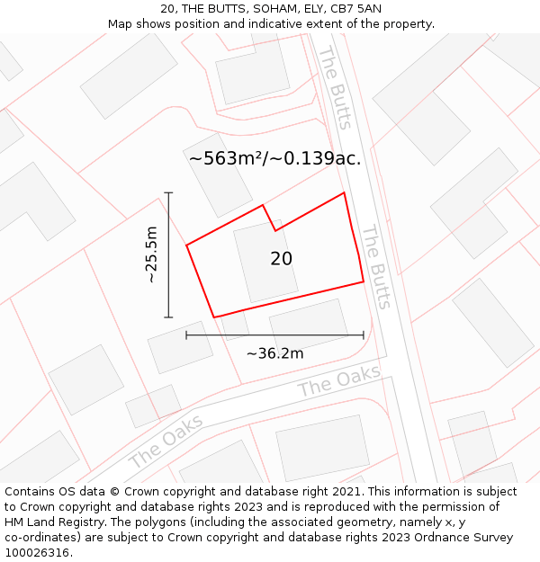 20, THE BUTTS, SOHAM, ELY, CB7 5AN: Plot and title map