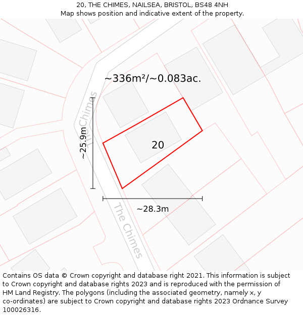 20, THE CHIMES, NAILSEA, BRISTOL, BS48 4NH: Plot and title map
