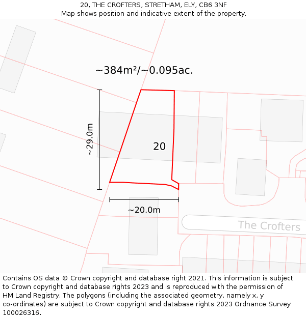 20, THE CROFTERS, STRETHAM, ELY, CB6 3NF: Plot and title map