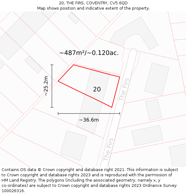 20, THE FIRS, COVENTRY, CV5 6QD: Plot and title map