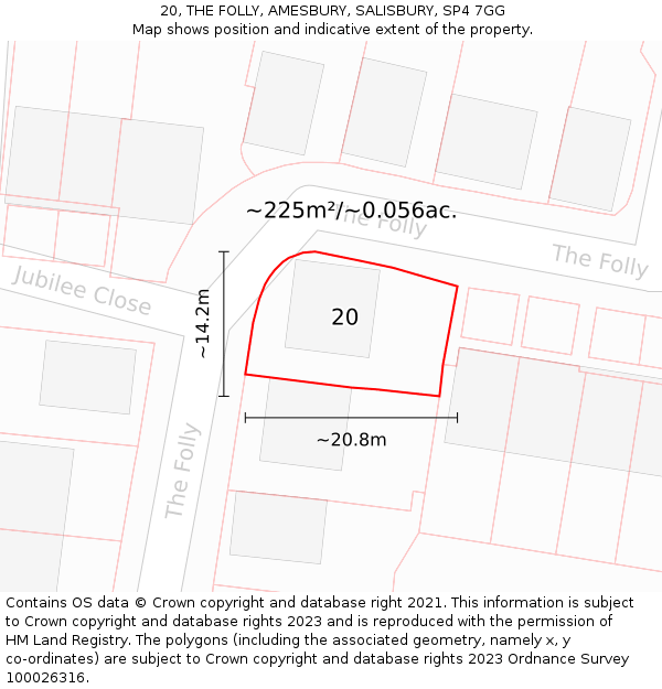 20, THE FOLLY, AMESBURY, SALISBURY, SP4 7GG: Plot and title map