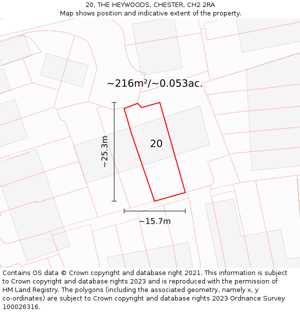 20, THE HEYWOODS, CHESTER, CH2 2RA: Plot and title map