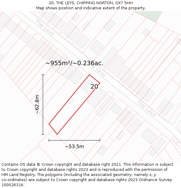 20, THE LEYS, CHIPPING NORTON, OX7 5HH: Plot and title map