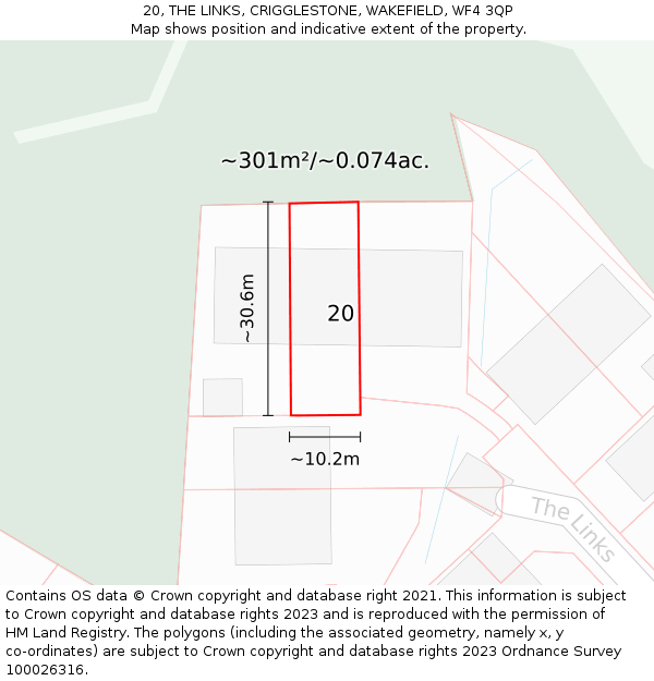 20, THE LINKS, CRIGGLESTONE, WAKEFIELD, WF4 3QP: Plot and title map