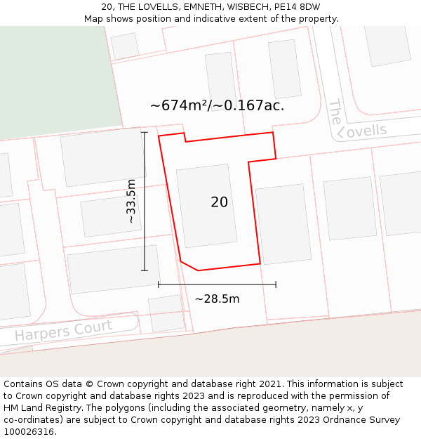 20, THE LOVELLS, EMNETH, WISBECH, PE14 8DW: Plot and title map