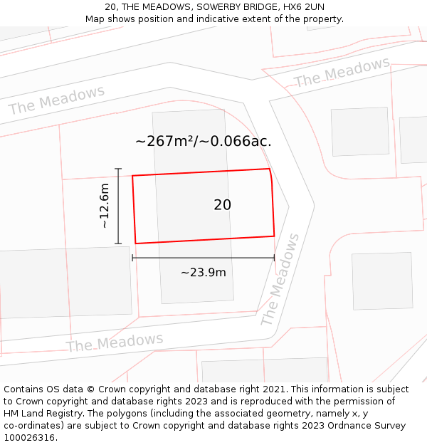 20, THE MEADOWS, SOWERBY BRIDGE, HX6 2UN: Plot and title map