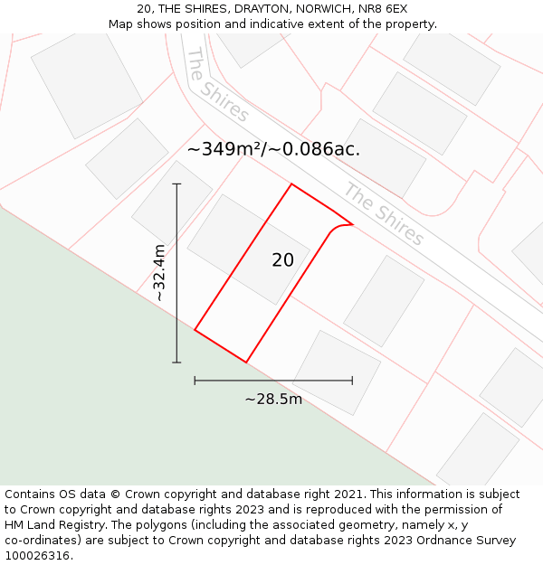 20, THE SHIRES, DRAYTON, NORWICH, NR8 6EX: Plot and title map