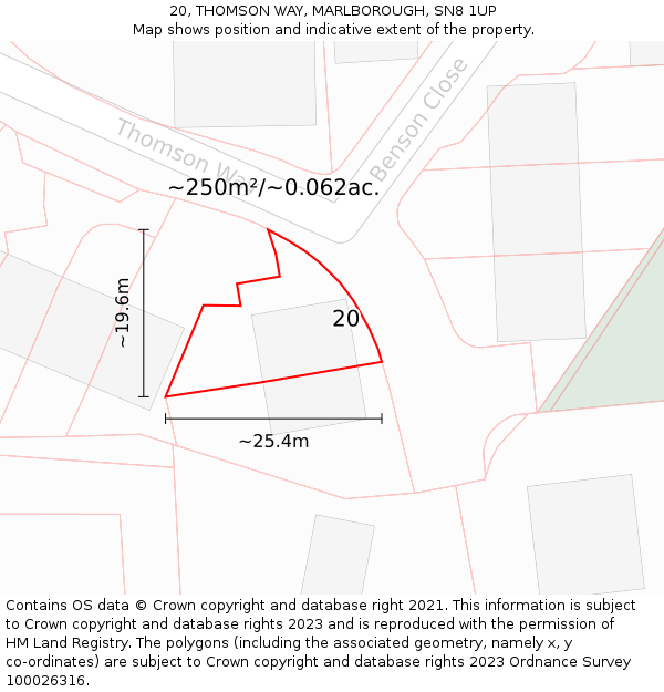 20, THOMSON WAY, MARLBOROUGH, SN8 1UP: Plot and title map