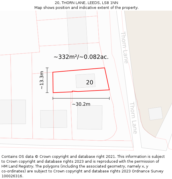 20, THORN LANE, LEEDS, LS8 1NN: Plot and title map