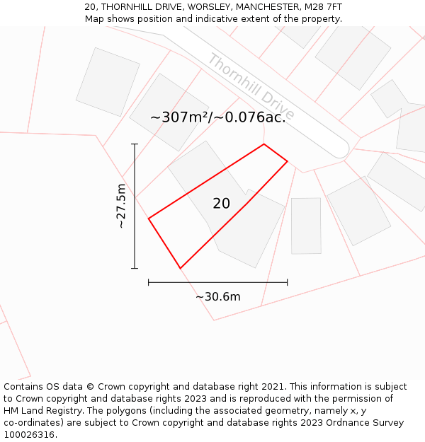 20, THORNHILL DRIVE, WORSLEY, MANCHESTER, M28 7FT: Plot and title map