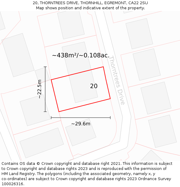 20, THORNTREES DRIVE, THORNHILL, EGREMONT, CA22 2SU: Plot and title map
