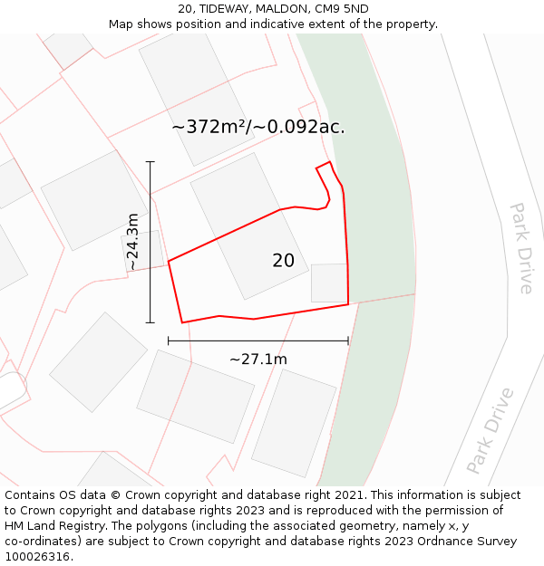 20, TIDEWAY, MALDON, CM9 5ND: Plot and title map