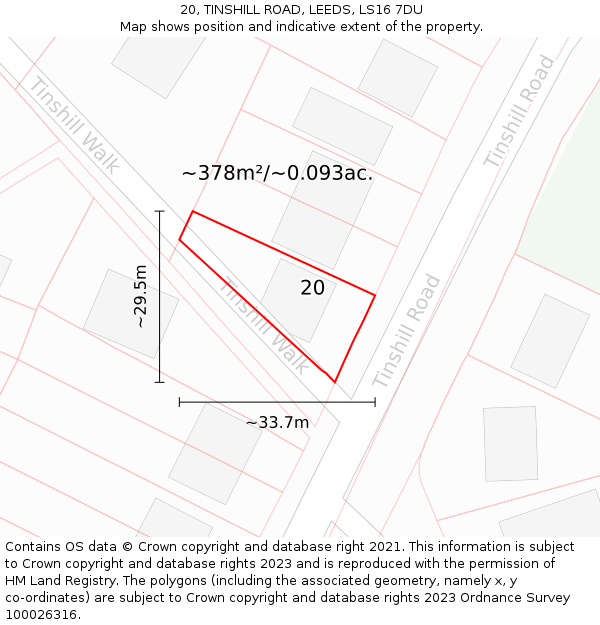 20, TINSHILL ROAD, LEEDS, LS16 7DU: Plot and title map