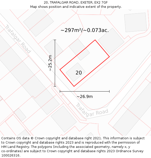 20, TRAFALGAR ROAD, EXETER, EX2 7GF: Plot and title map